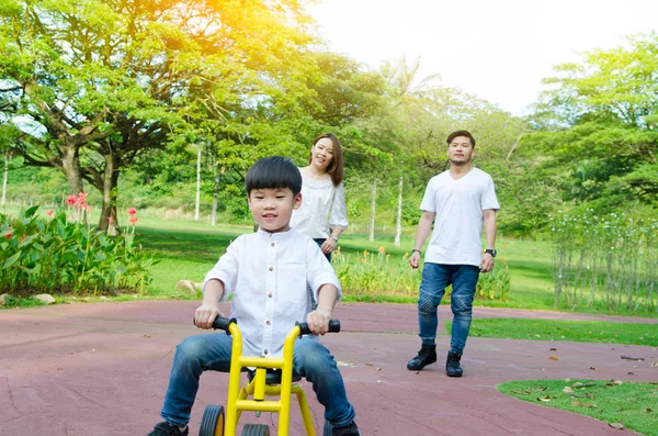 Asiática Familia Disfrutado Aire Libre Actividad Parque —  Fotos de Stock