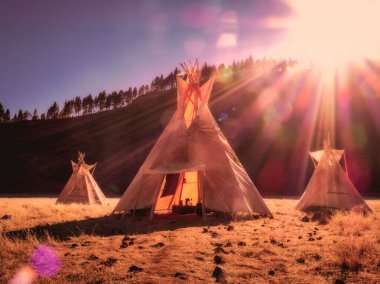 Teepees tent camp, home of the ancient Native Americans clipart