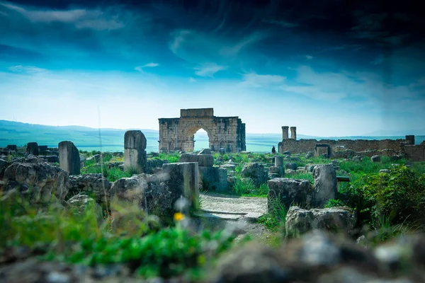 Volubilis Antica Città Romana Marocco Miglior Sito Archeologico Romano Nord — Foto Stock