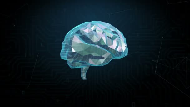 Bajo Polígono Cerebro Conectar Líneas Digitales Crecer Futura Inteligencia Artificial — Vídeo de stock