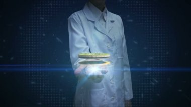 Kadın araştırmacı, Mühendis açık palmiye, Güneş enerjisi paneli, çevrim zemin üzerinde Çevre dostu enerji.