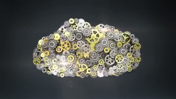 Zahnräder Die Cloud Computer Server Formen Künstliche Intelligenz Computertechnologie Humanoide — Stockvideo