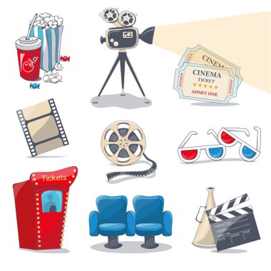 Renkli vektör sinema simgeler tasarımınız için.