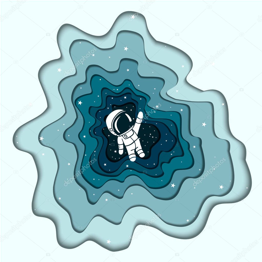 Vector illustration of a spaceman and a black hole