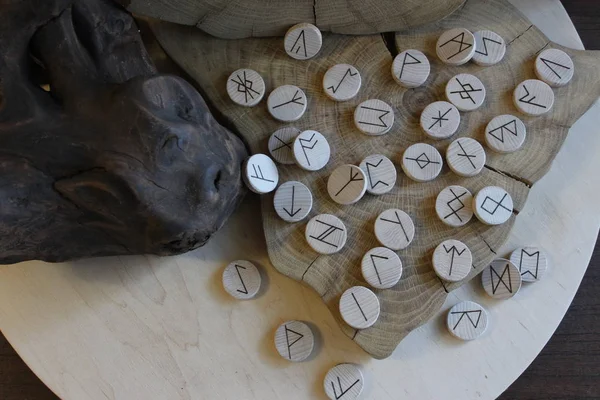 Anglo-saxon wooden handmade runes Futhorc