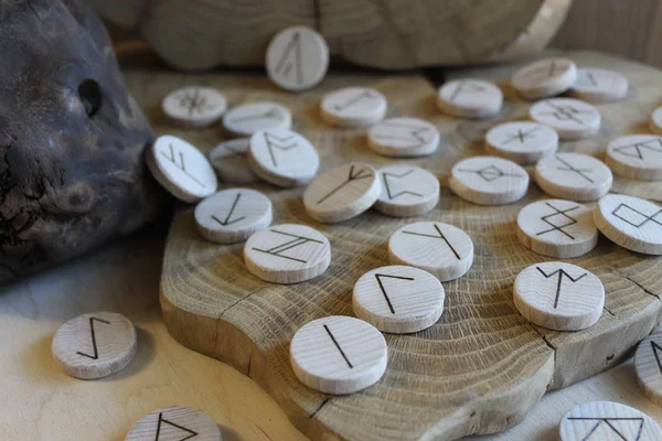 Anglo-saxon wooden handmade runes Futhorc