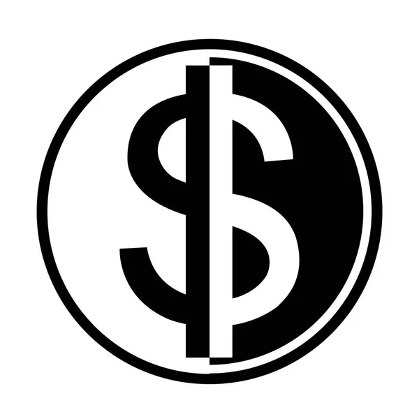 Signe Dollar Noir Blanc Dans Illustration Vectorielle — Image vectorielle