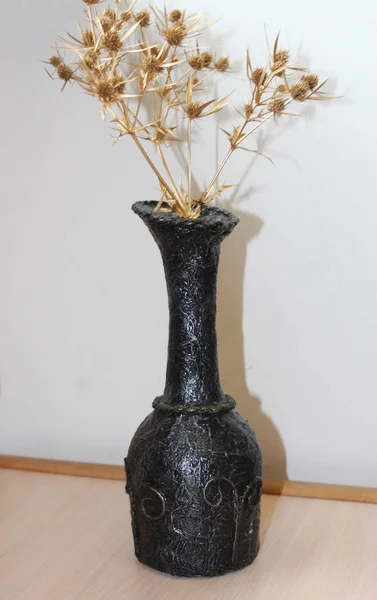 Vase Fait Main Noir Pour Intérieur Dans Style Loft — Photo