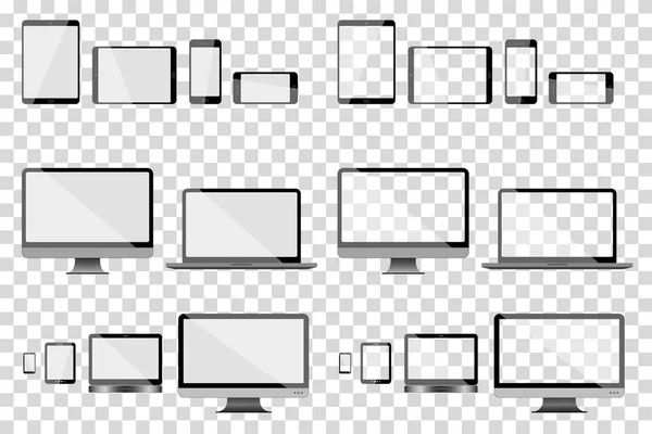 Vektör cihazları seti: telefon, akıllı telefon, dizüstü bilgisayar, ipad, pc, bilgisayar, navigasyon