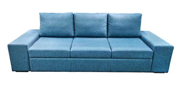 Blue sofa fabric couch. Classic modern divan on isolated background — Stock Photo, Image