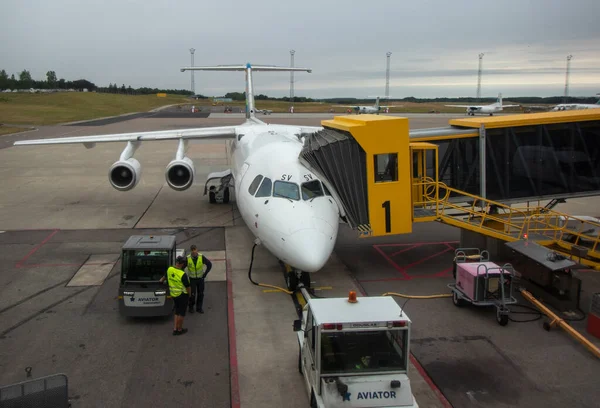 Havayolu BRA 'dan gelen uçak, Malm Havaalanı, Sturup, Skne, İsveç.