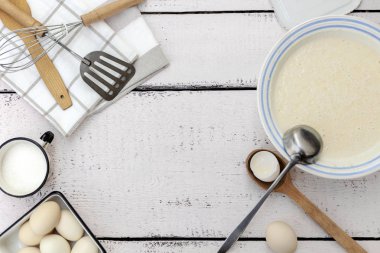 Krep için hamur pişirme. Rustik tarzı, t için vintage mutfak eşyaları