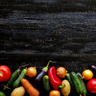 Sonbahar hasadı. Sebze - domates ve salatalık, havuç ve