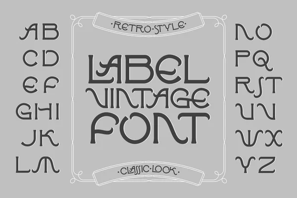 Tipo Letra Estilo Antiguo Label Vintage Font Con Hermoso Marco — Vector de stock