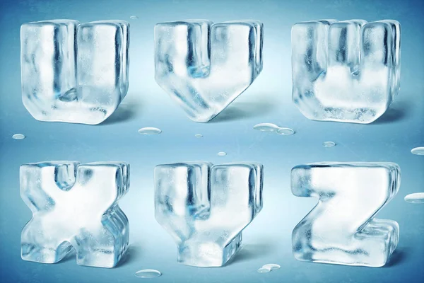 Render Shiny Frozen Ice Cube Letters — Stock Photo, Image