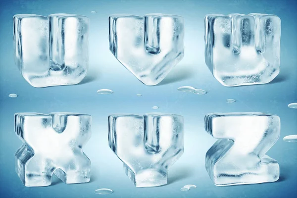 Render Shiny Frozen Ice Cube Letters — Stock Photo, Image