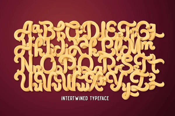 复古书法字体与平滑交织的字母风格 — 图库矢量图片
