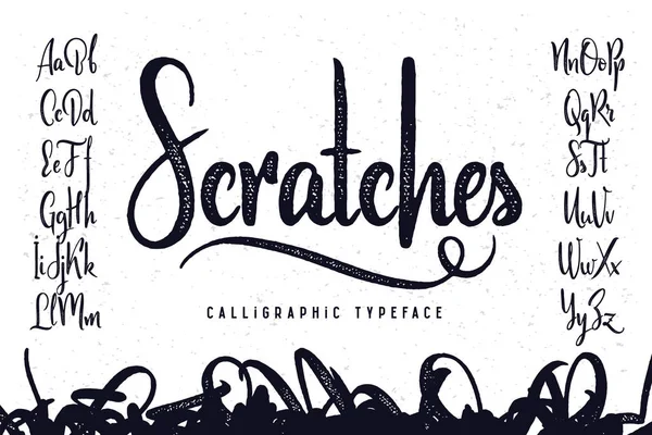 Vintage Handcrafted Script Typeface Named Scratches — Stock Vector