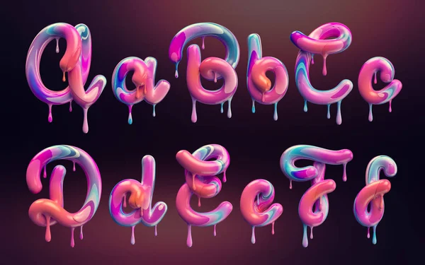 Alphabet Crème Ensemble Lettres Avec Des Formes Colorées Fondues — Photo