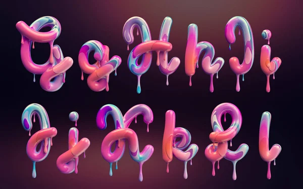 Alphabet Crème Ensemble Lettres Avec Des Formes Colorées Fondues — Photo
