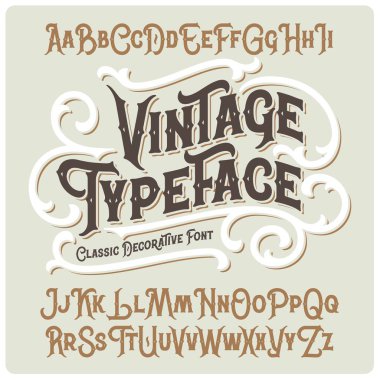 Vector vintage typeface with beautiful classic ornate clipart