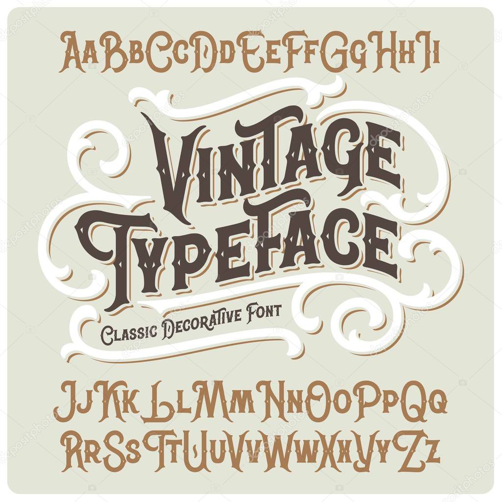 Vector vintage typeface with beautiful classic ornate