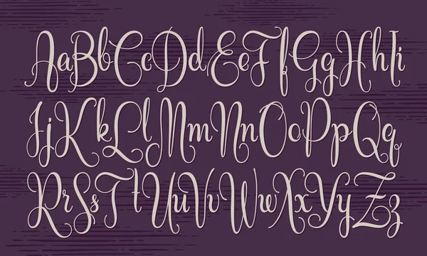 Гладкий Векторный Каллиграфический Шрифт Темном Фоне — стоковый вектор