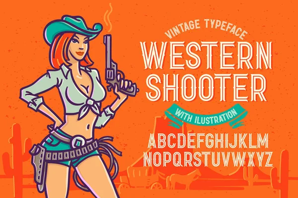 Set Vector Wild West Theme Illustrations Dibujos Hechos Mano Una — Archivo Imágenes Vectoriales