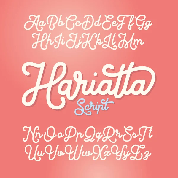 Font Script Monoline Liscio Nome Harietta — Vettoriale Stock