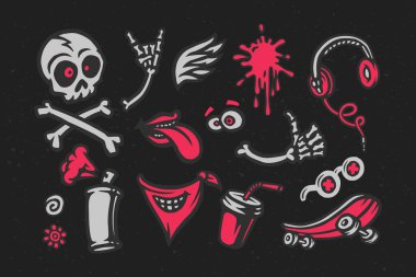 Sokak sanatı vektör çizimleri kümesi