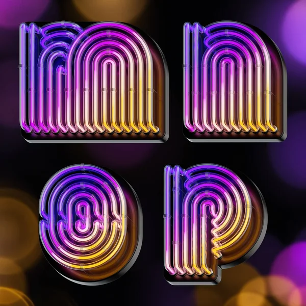 Rengarenk Parlak Neon Tüplerden Yapılmış Kalın Harfler — Stok fotoğraf