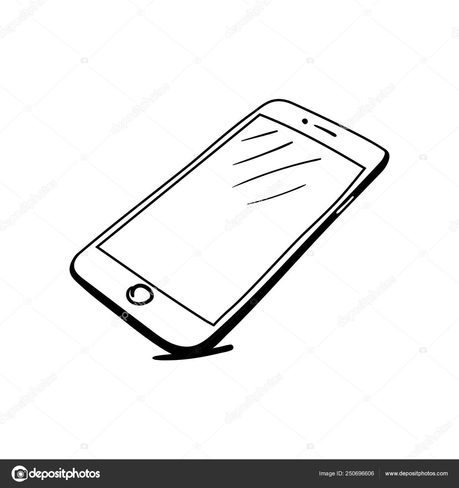 Sketch Smartphone Phone Isolated On White Stock Vector Royalty Free  1309183276  Shutterstock