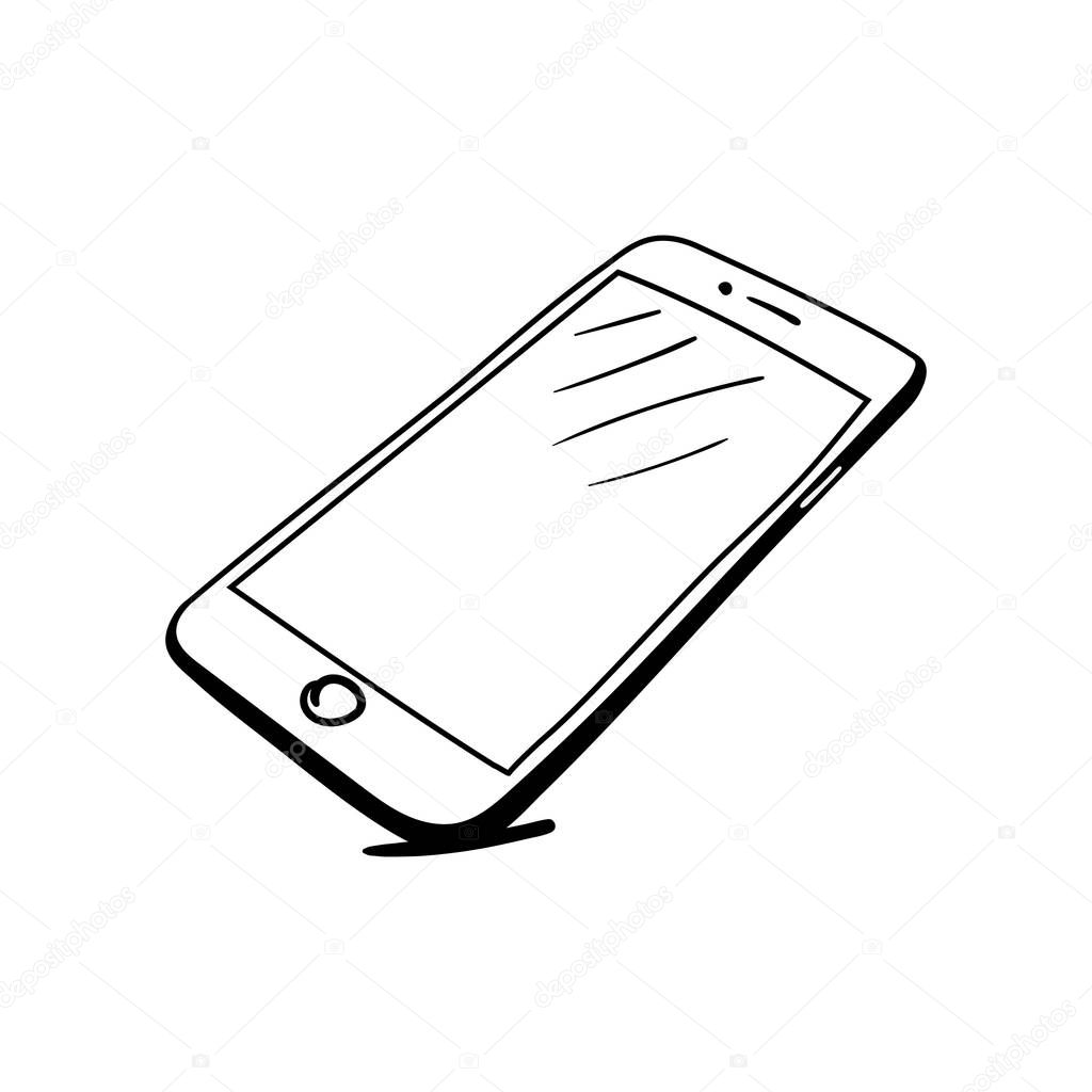 Hand drawn sketch of mobile phone