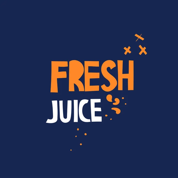 Jugo fresco dibujado a mano plana vector de letras — Vector de stock