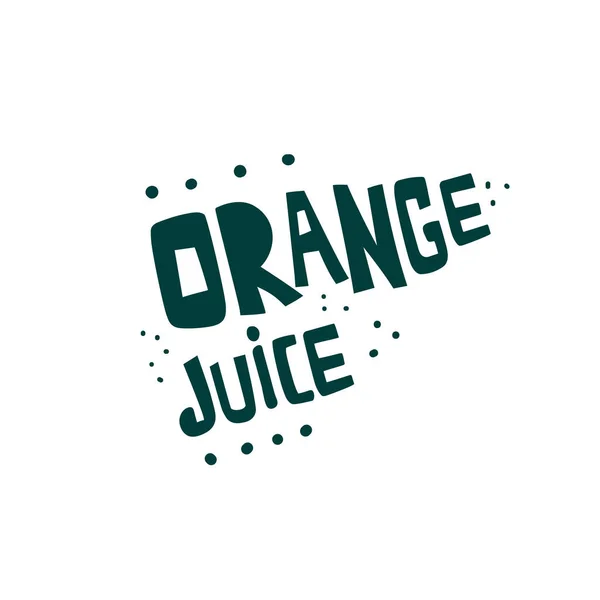 Jugo de naranja dibujado a mano plana vector de letras — Vector de stock