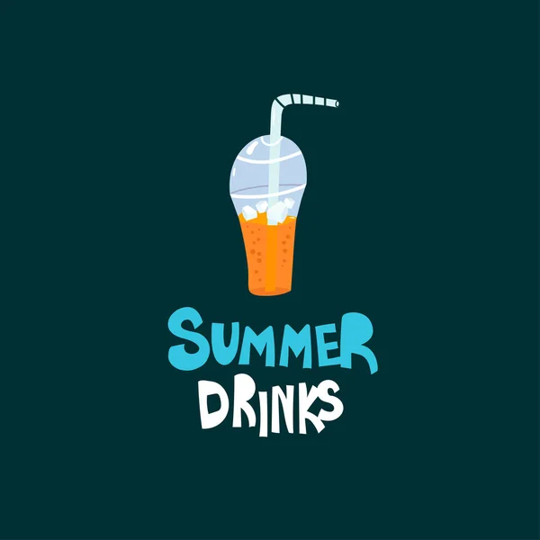 Summer drinks with iced juice flat illustration — Stock Vector