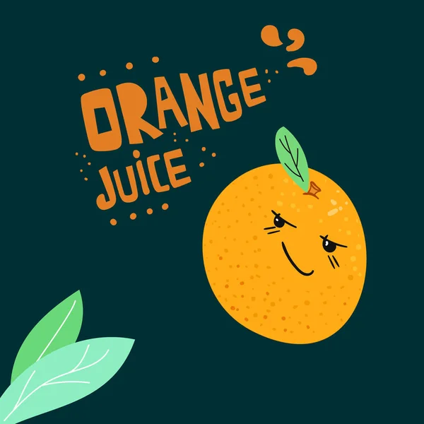 Jugo de naranja plano mano dibujado vector ilustración — Vector de stock