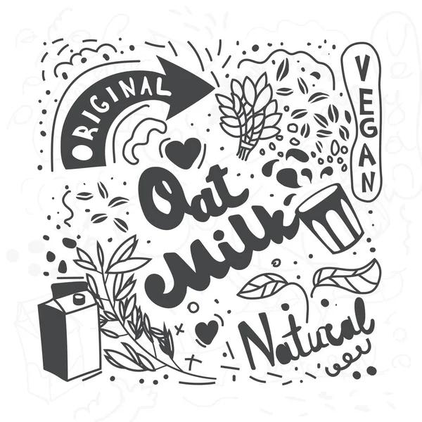 Doodle çizimleri ile yulaf sütü harfleri