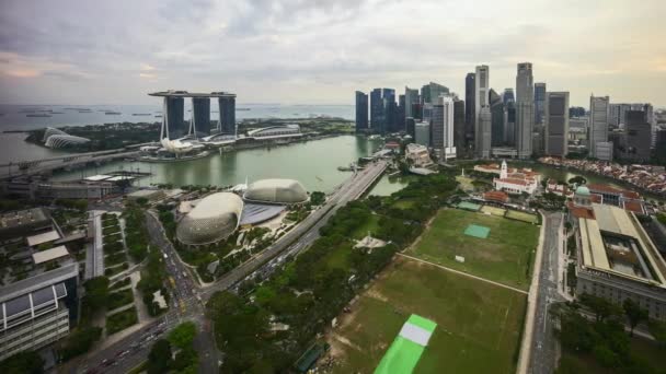 Uhd Time Lapse Sunset Sky Day Night Singapore Marina Bay — Vídeos de Stock