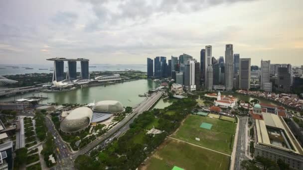 Uhd Časová Prodleva Západu Slunce Obloze Den Večer Singapuru Marina — Stock video