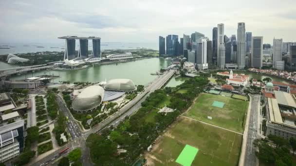 Uhd Time Lapse Cloudy Sky Singapore Marina Bay City Skyline — Vídeos de Stock