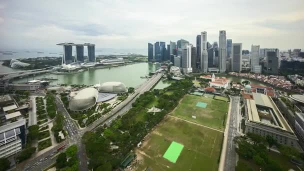 Uhd Time Lapse Cloudy Sky Singapore Marina Bay City Skyline — Vídeos de Stock