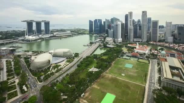 Uhd Time Lapse Cloudy Sky Singapore Marina Bay City Skyline — Vídeo de Stock