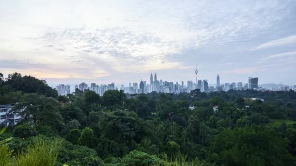 Upływ Czasu Wschodu Słońca Horyzontu Panoramę Kuala Lumpur Przesuwanie Lewo — Wideo stockowe