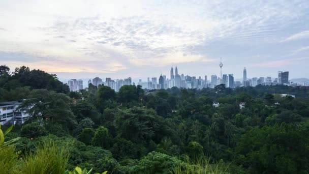 Time Lapse Sunrise Horizon Kuala Lumpur City Skyline Zoom — Stock Video