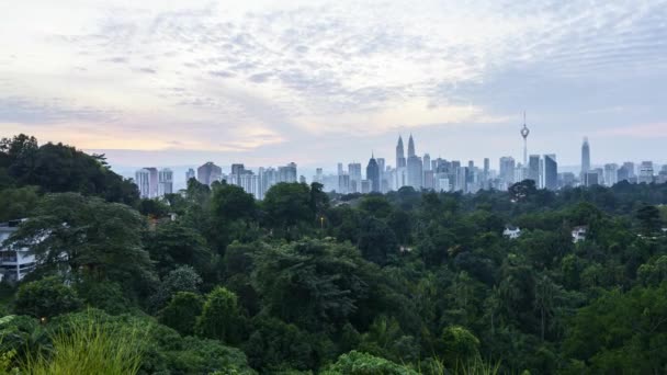 Časová Prodleva Východu Slunce Obzoru Panorama Města Kuala Lumpur Oddálit — Stock video