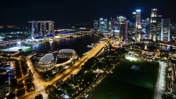 Uhd Tid Förfaller Nattliv Marina Bay Singapore — Stockvideo