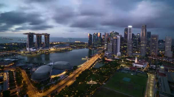 シンガポール マリーナ ベイでの日の出シーンの Uhd 時間の経過 — ストック動画