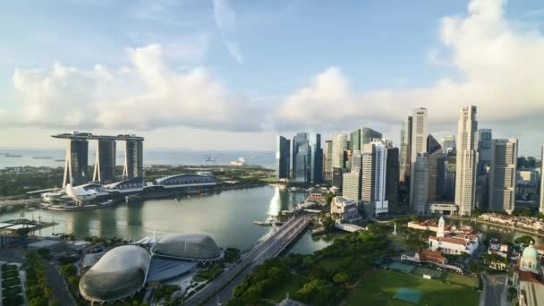 Uhd Time Lapse Cloudy Sky Scene Marina Bay Singapore Tilt — Stock Video