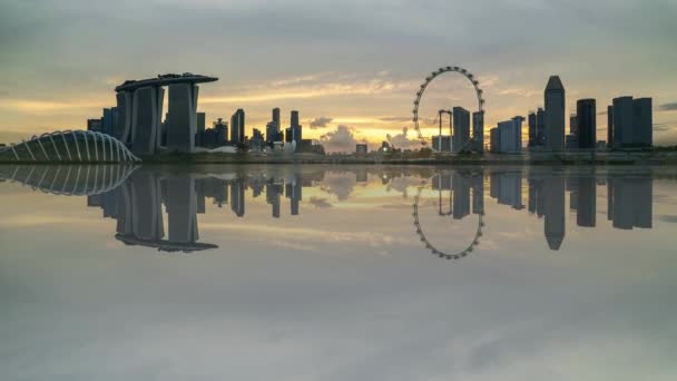 Uhd Zeitraffer Eines Wunderschönen Sonnenuntergangs Der Marina Bay Singapore City — Stockvideo